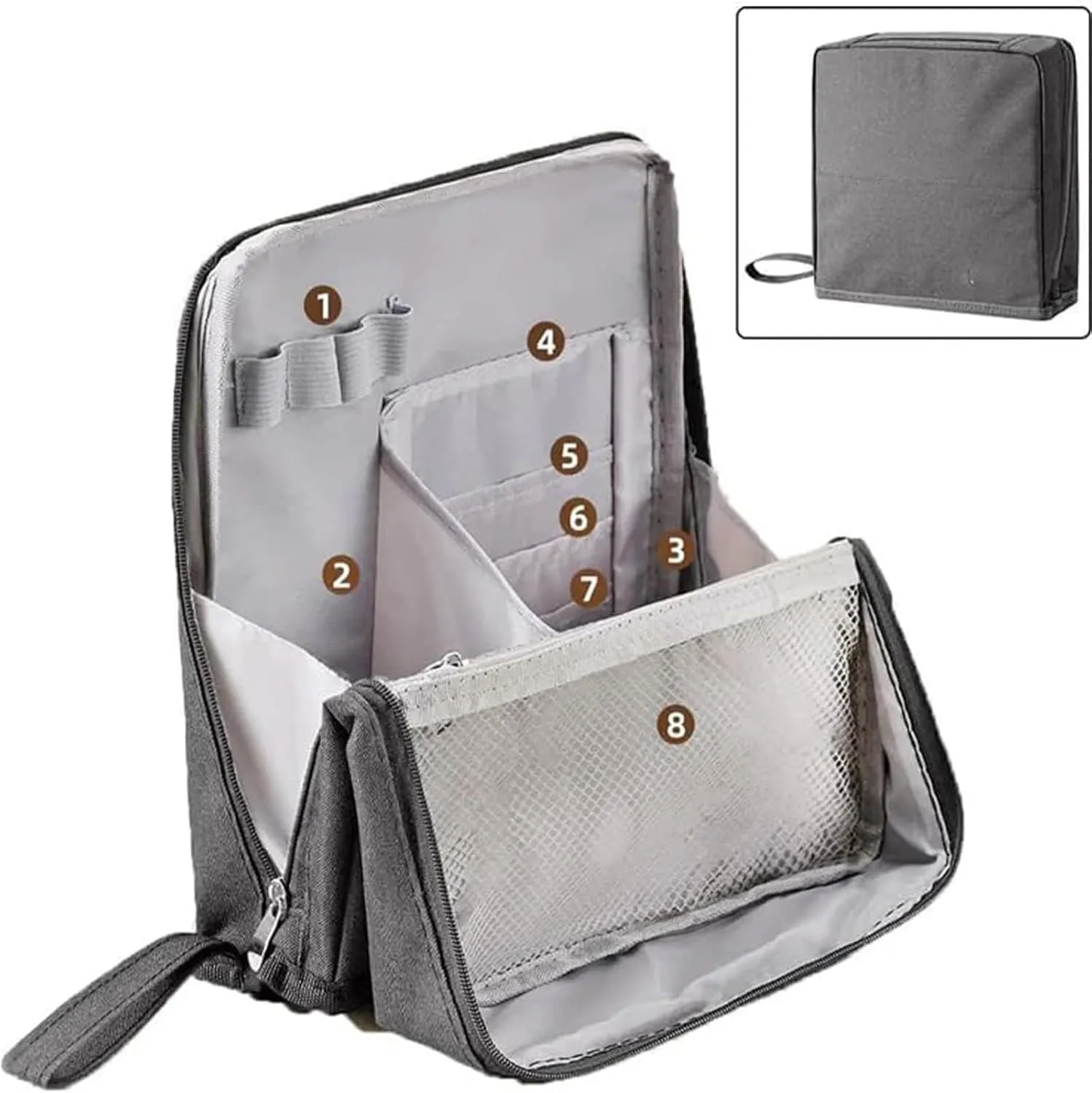 Doresty Makeup Bag, Multi-Purpose Large Capacity Oxford Cloth Standing Makeup Bag, Parallel Traveler Make-up Bags Fold Down, Toiletry Bags with Compartments for Traveling Women (F1)