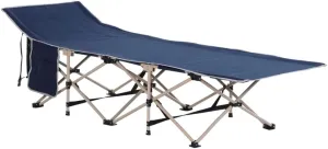 Double-Sided Folding Camping Cot with Mattress & Pillow - Heavy Duty 330 lbs Capacity, Compact Portable for Adults - Navy Blue (74.75" L x 26.75" W x 20.5" H)