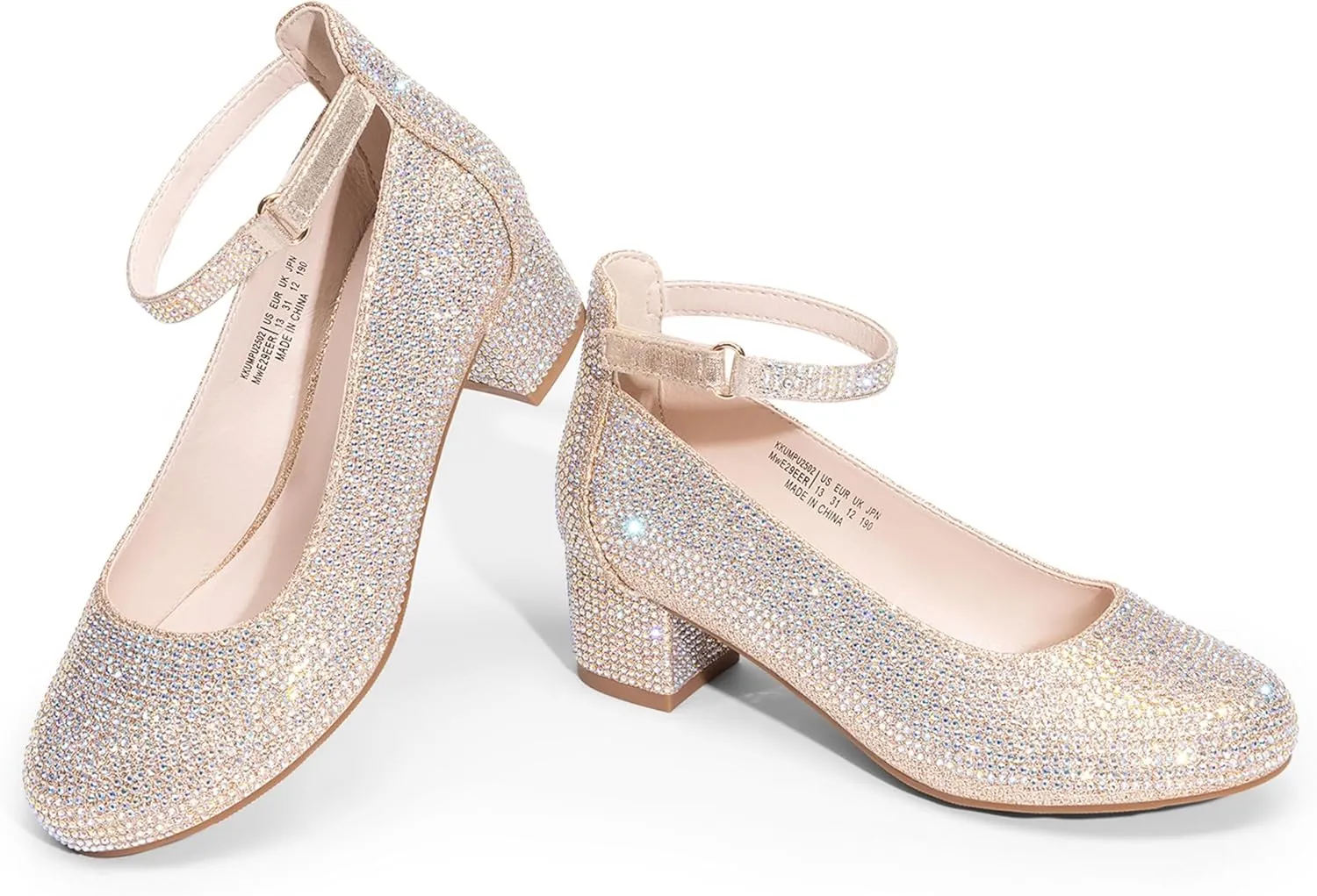 DREAM PAIRS Girls Dress Shoes Chunky High Heels Ankle Strap Party Wedding Princess Pump for Little Big Kid