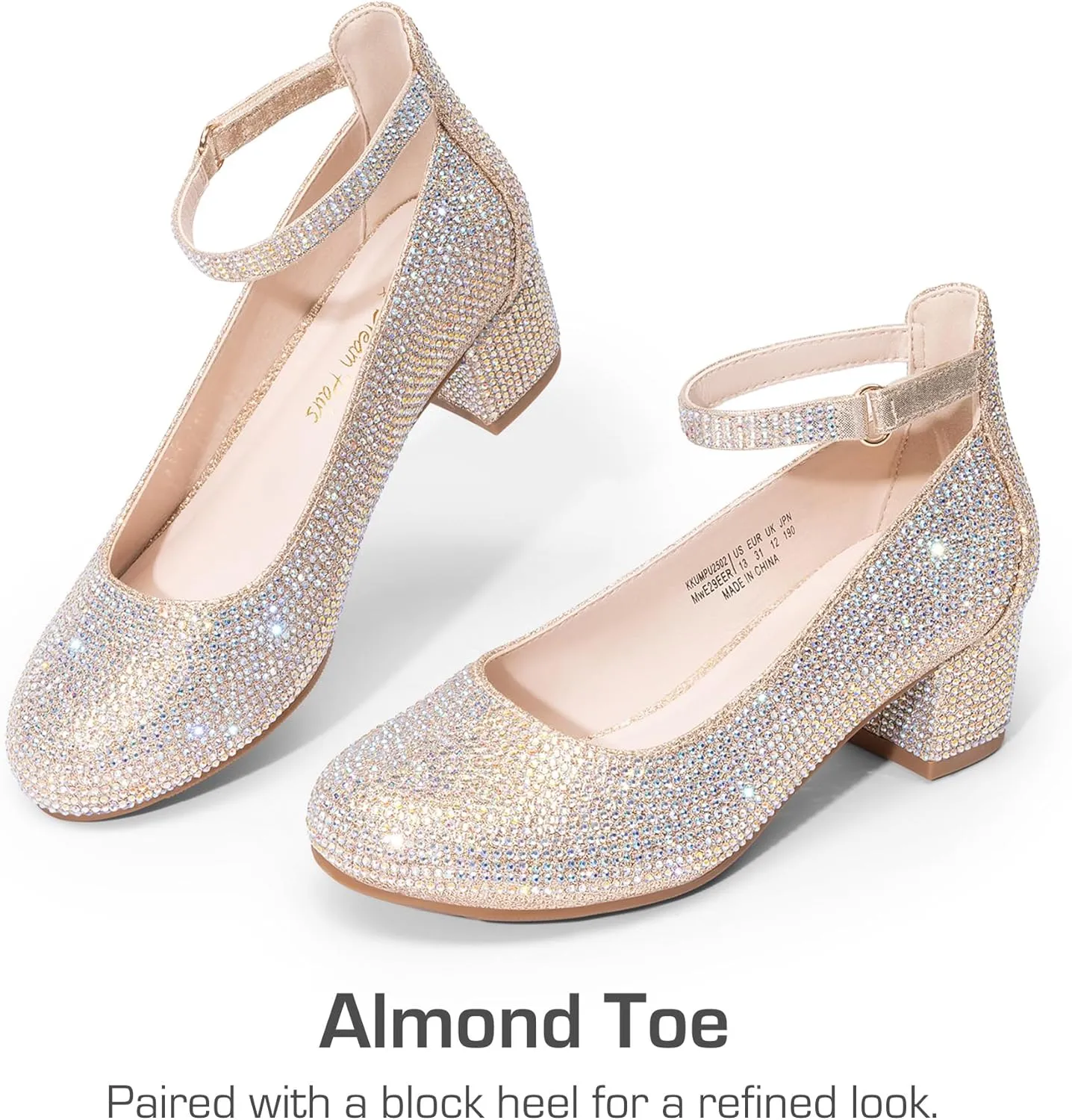 DREAM PAIRS Girls Dress Shoes Chunky High Heels Ankle Strap Party Wedding Princess Pump for Little Big Kid
