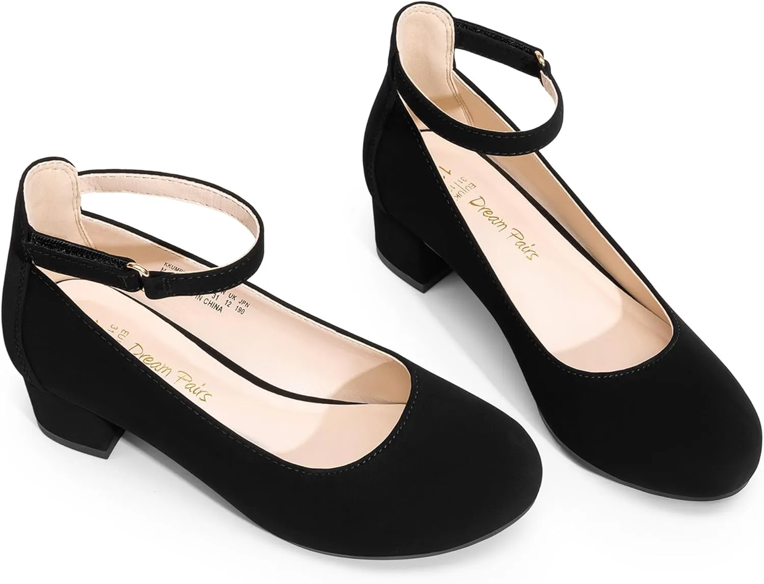 DREAM PAIRS Girls Dress Shoes Chunky High Heels Ankle Strap Party Wedding Princess Pump for Little Big Kid
