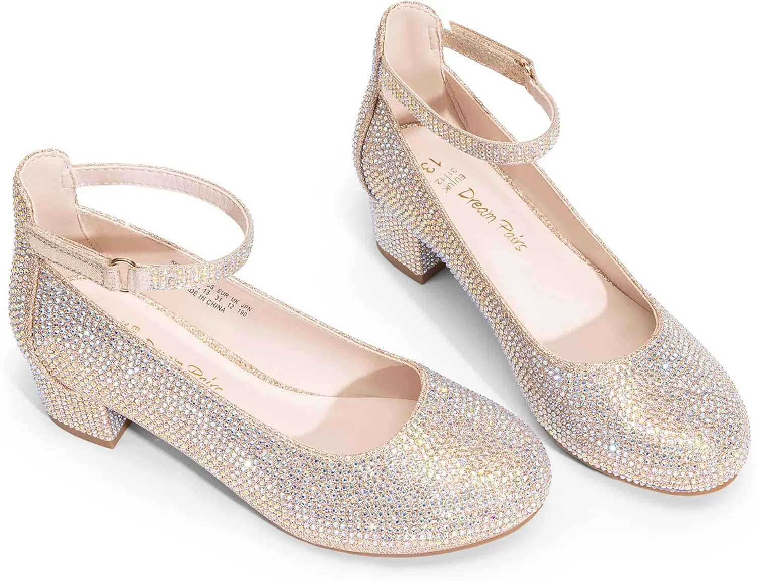 DREAM PAIRS Girls Dress Shoes Chunky High Heels Ankle Strap Party Wedding Princess Pump for Little Big Kid