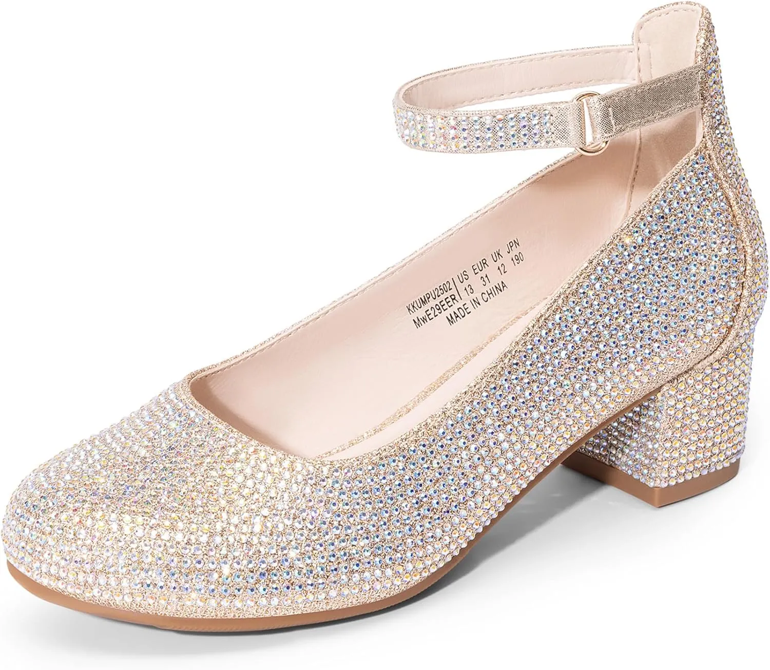 DREAM PAIRS Girls Dress Shoes Chunky High Heels Ankle Strap Party Wedding Princess Pump for Little Big Kid