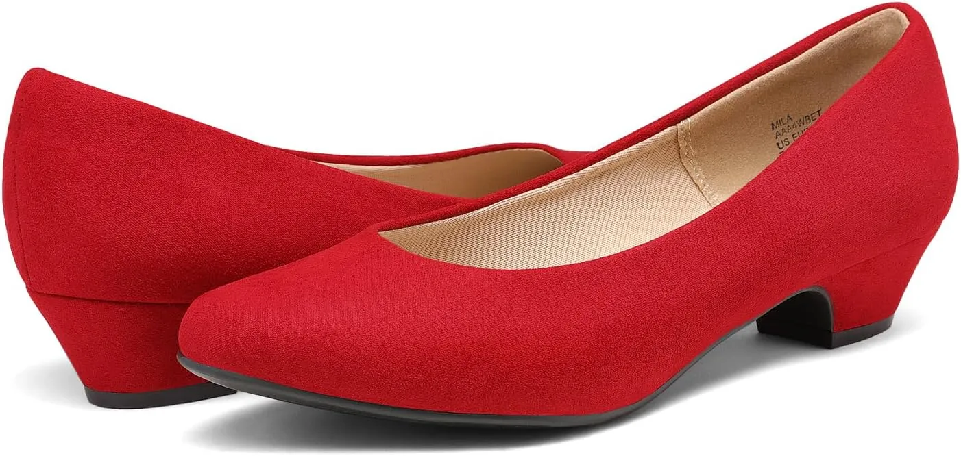 DREAM PAIRS Women's Mila Low Chunky Heel Pump Shoes