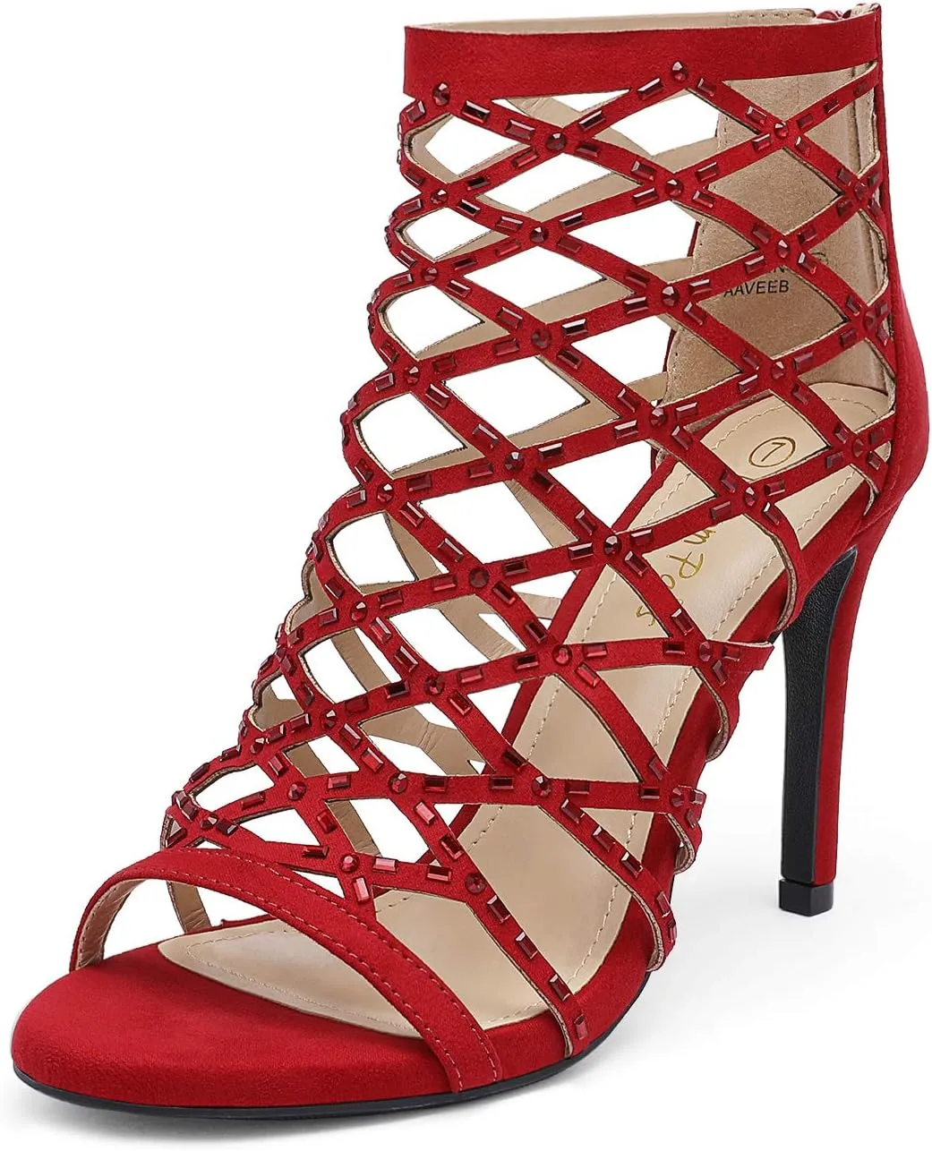 DREAM PAIRS Women's Rhinestone Ankle Strap Open Toe Stiletto Heel Sandals Cutout Dress Pump Shoes