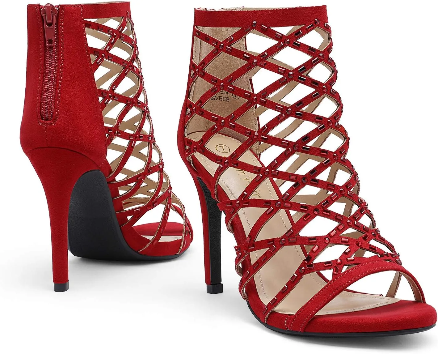 DREAM PAIRS Women's Rhinestone Ankle Strap Open Toe Stiletto Heel Sandals Cutout Dress Pump Shoes
