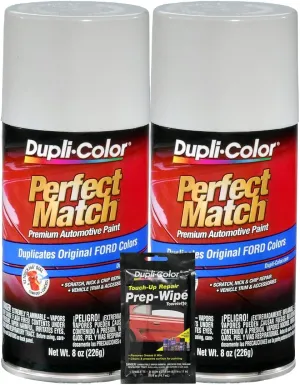 Dupli-Color Oxford White Exact-Match Automotive Paint for Ford Vehicles (8 oz.), Bundles with Prep Wipe (3 Items)