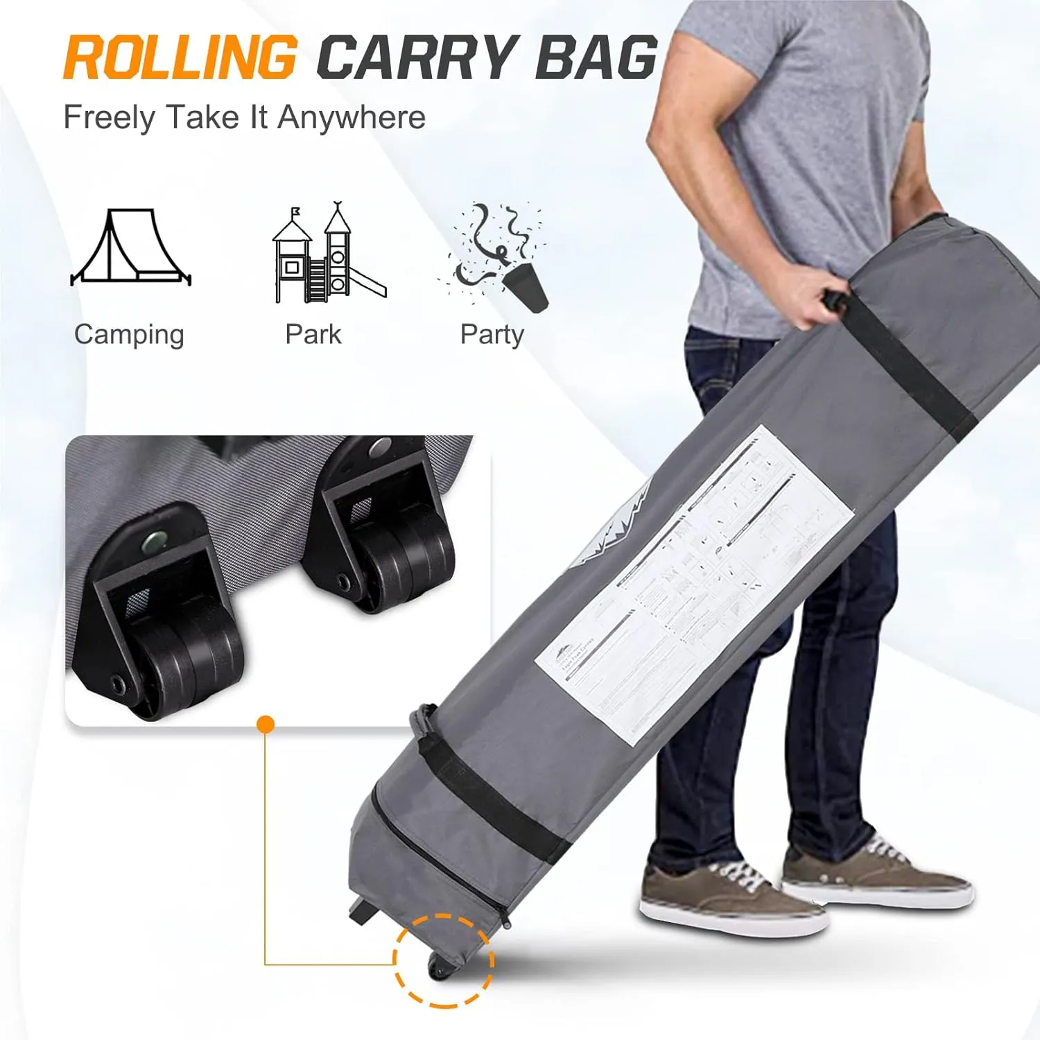 EAGLE PEAK Pop Up Canopy Tent with Wheeled Carry Bag, 8 Stakes, 4 Ropes, 4 Weight Bags, Easy Set Up Tent Canopy, 10x10 ft, 100sqft of Shade, Motorcycle Skull