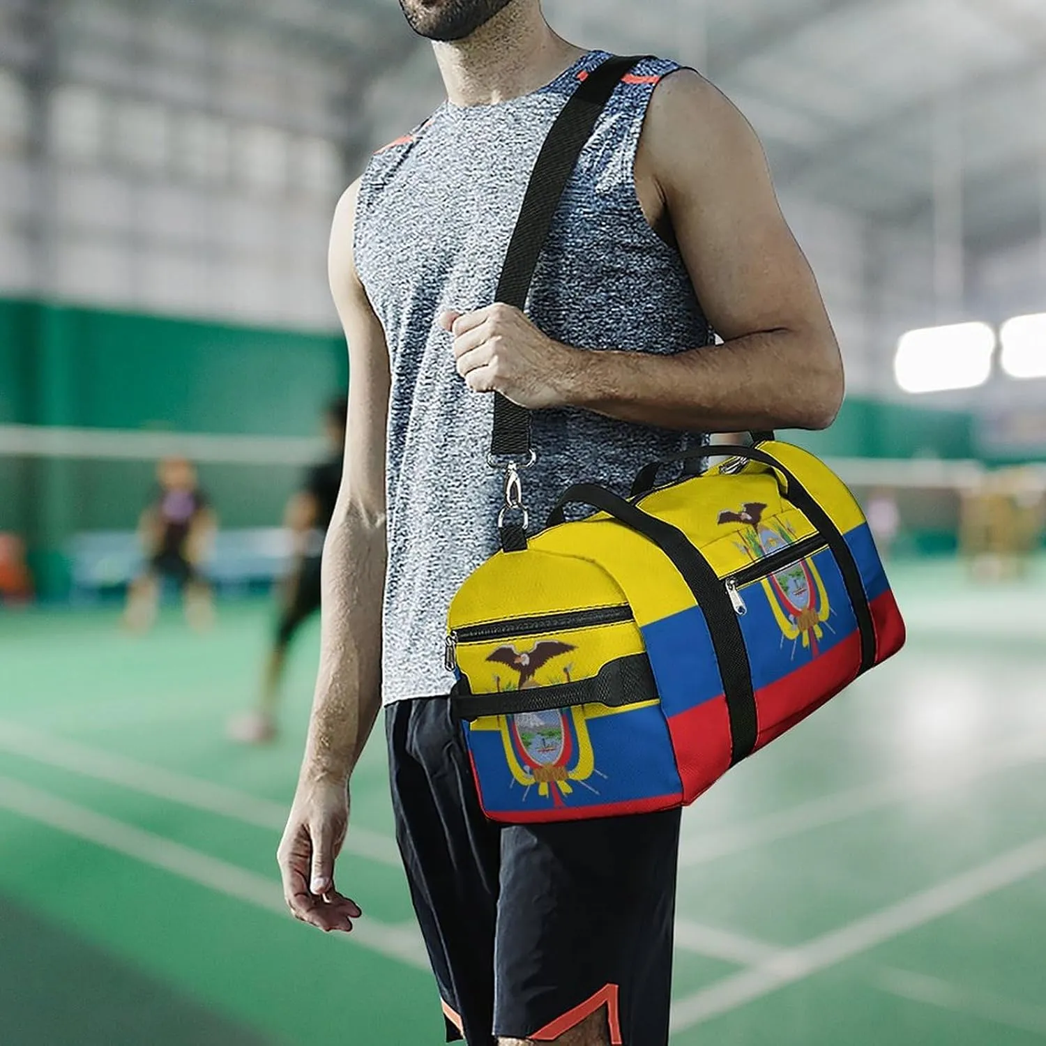Ecuador Flag Sports Duffel Bag for Men Women with Wet Pocket Shoe Compartment