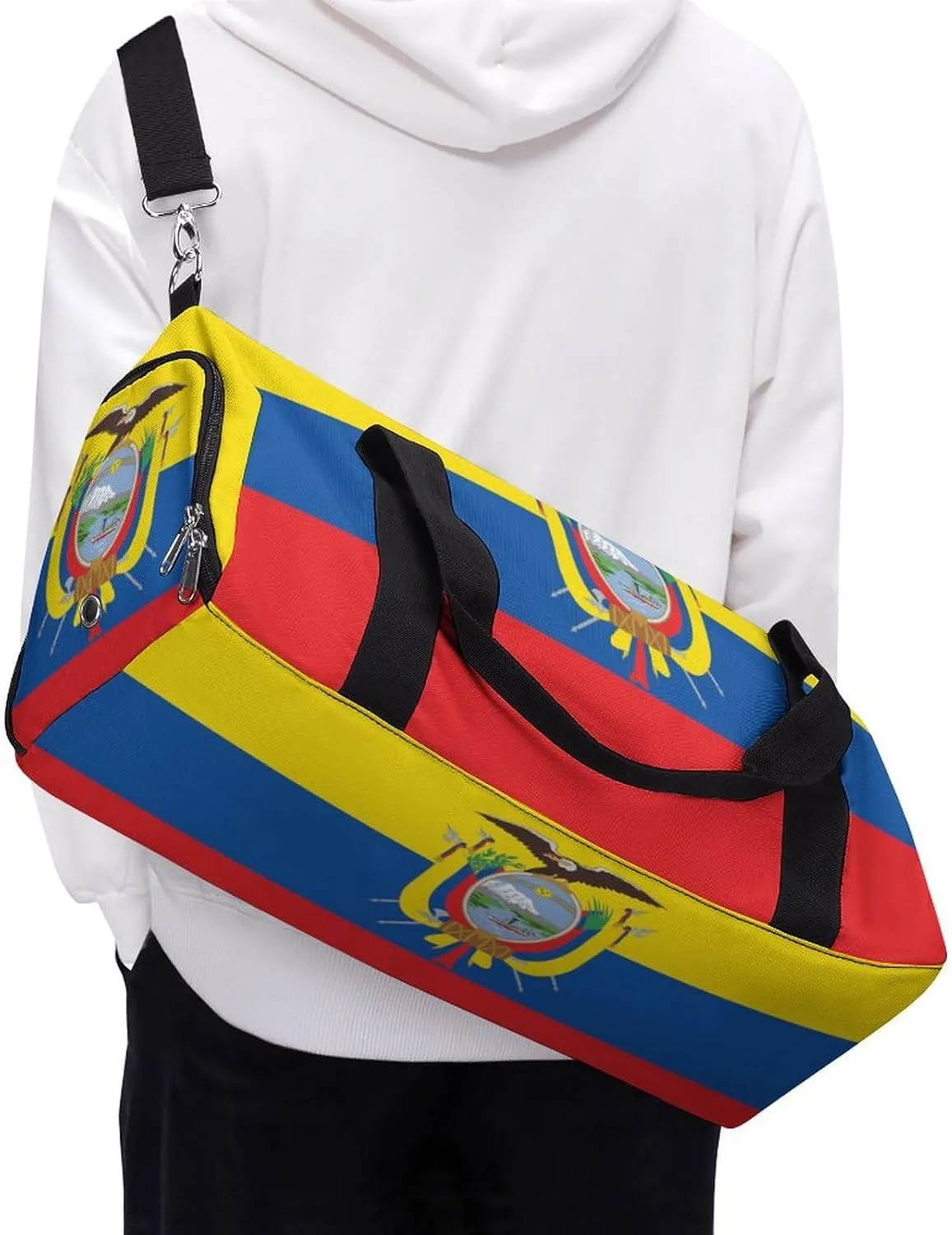 Ecuador Flag Sports Duffel Bag for Men Women with Wet Pocket Shoe Compartment
