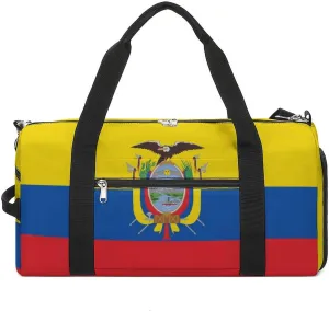 Ecuador Flag Sports Duffel Bag for Men Women with Wet Pocket Shoe Compartment