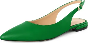 Eldof Women Low Heels Pointed Closed Toe Slingback Flats Ankle Straps Pumps Classic Dressy Elegant Shoes 1 Inch