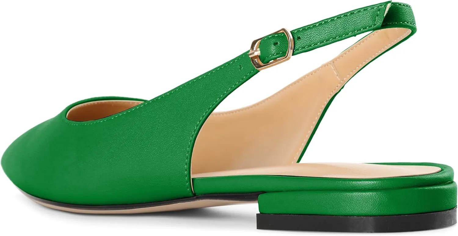 Eldof Women Low Heels Pointed Closed Toe Slingback Flats Ankle Straps Pumps Classic Dressy Elegant Shoes 1 Inch