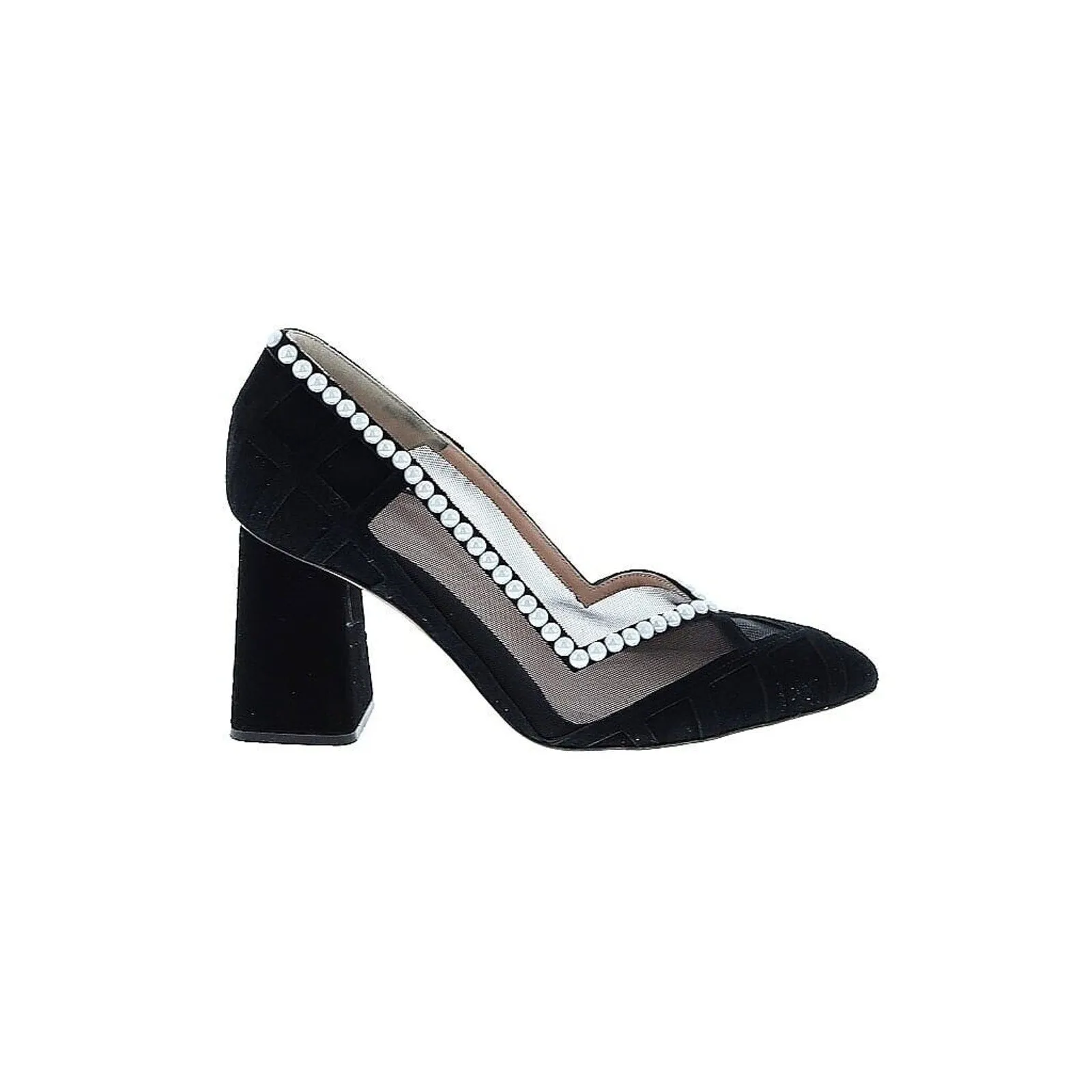 E'MAR Women's Italy Ari Comfortable Block Heel Pump Crystal Pearl Size 36