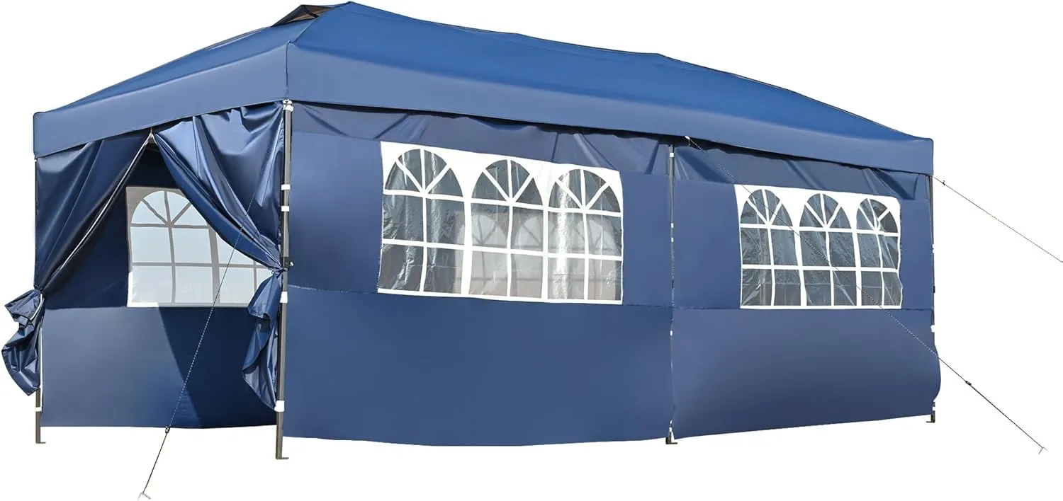 ESPIDOO 10x20 Pop Up Canopy Tent: Heavy Duty UV Protection & Waterproof - Outdoor Party Tent with Sidewalls & Wheeled Bag - Wedding & Backyard Events for 15-20 People