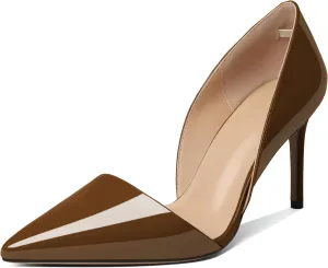Esvowido High Heels for Women D'Orsay Stiletto Heeled Pumps Closed Pointed Toe Slip on Wedding Bridal Dress Shoes