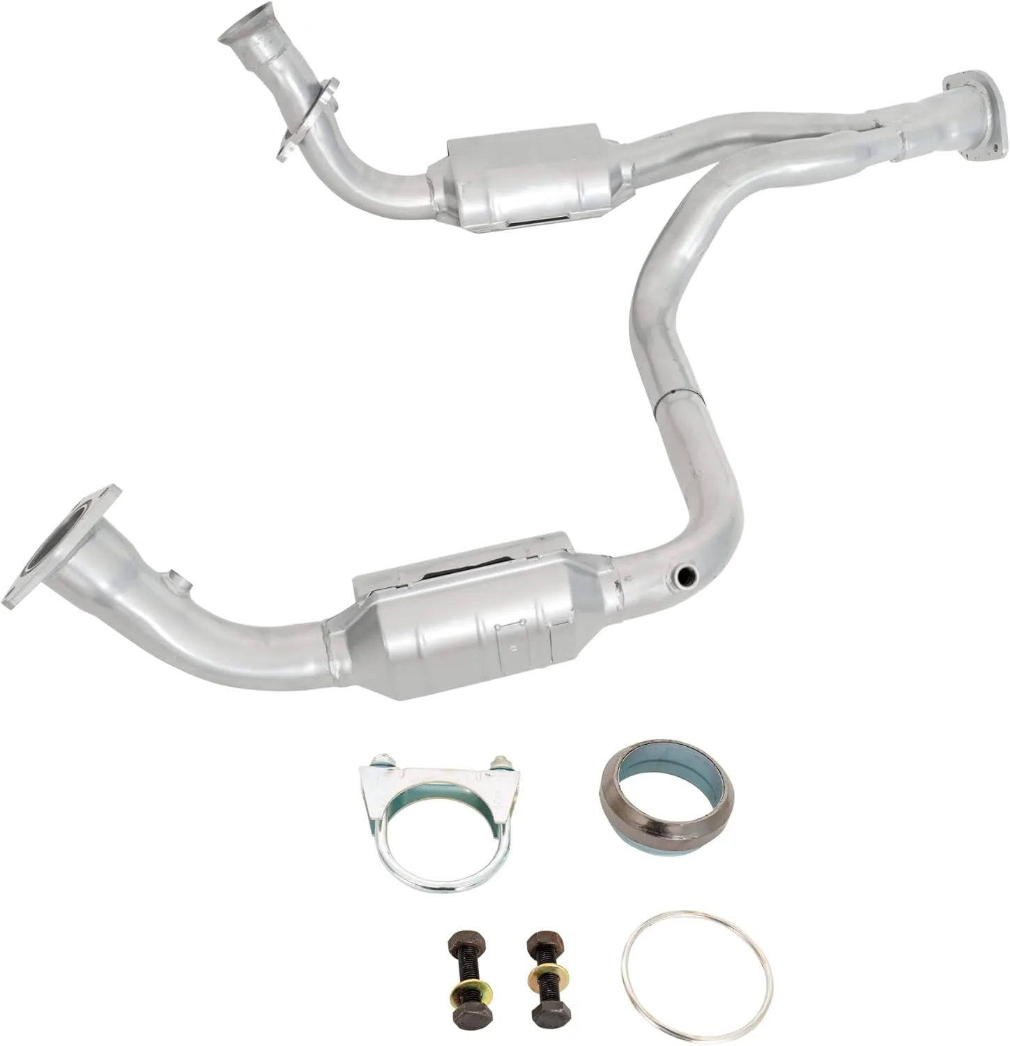 Evan Fischer Garage-Pro Catalytic Converter 46-State Legal Compatible With 4.3L 4.8L 5.3L Engine 1999-2005 Chevrolet Silverado 1500, Fits 1999-2005 GMC Sierra 1500, Front with Gasket