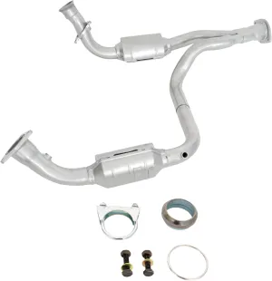 Evan Fischer Garage-Pro Catalytic Converter 46-State Legal Compatible With 4.3L 4.8L 5.3L Engine 1999-2005 Chevrolet Silverado 1500, Fits 1999-2005 GMC Sierra 1500, Front with Gasket