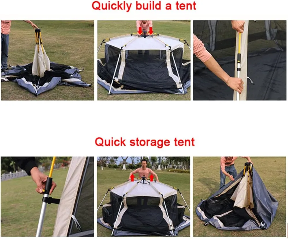 Family Outdoor Camping Tent Automatic Pop-up Tent 3-4 Persons Double Layer Instant Tent Easy Setup Outdoor Gifts Ideal for Outdoor Hiking Fishing