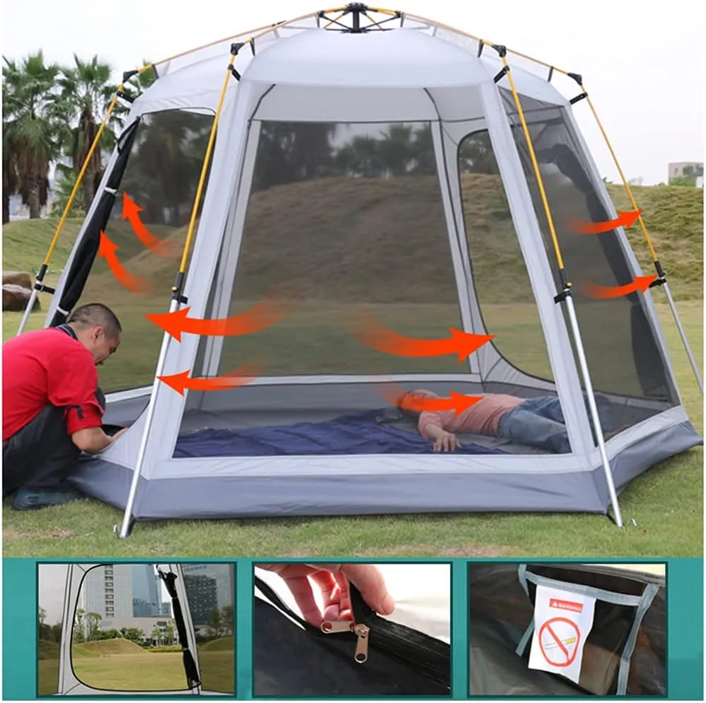 Family Outdoor Camping Tent Automatic Pop-up Tent 3-4 Persons Double Layer Instant Tent Easy Setup Outdoor Gifts Ideal for Outdoor Hiking Fishing