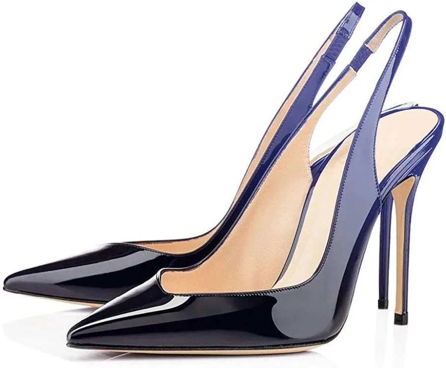 Fericzot Women's Slingback Pumps Pointed-Toe Ankle Strap Summer Dress Shoes Sling Back Pump Stiletto Heels Plus Size