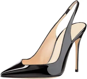 Fericzot Women's Slingback Pumps Pointed-Toe Ankle Strap Summer Dress Shoes Sling Back Pump Stiletto Heels Plus Size