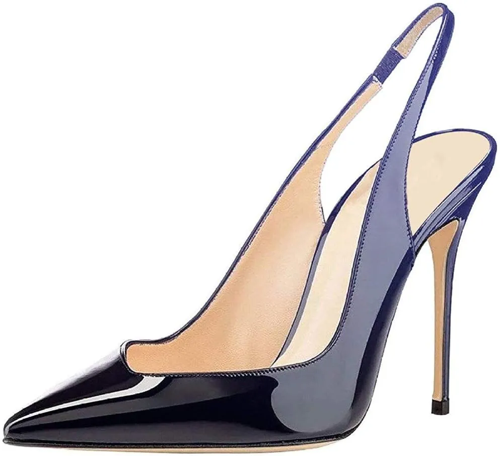 Fericzot Women's Slingback Pumps Pointed-Toe Ankle Strap Summer Dress Shoes Sling Back Pump Stiletto Heels Plus Size