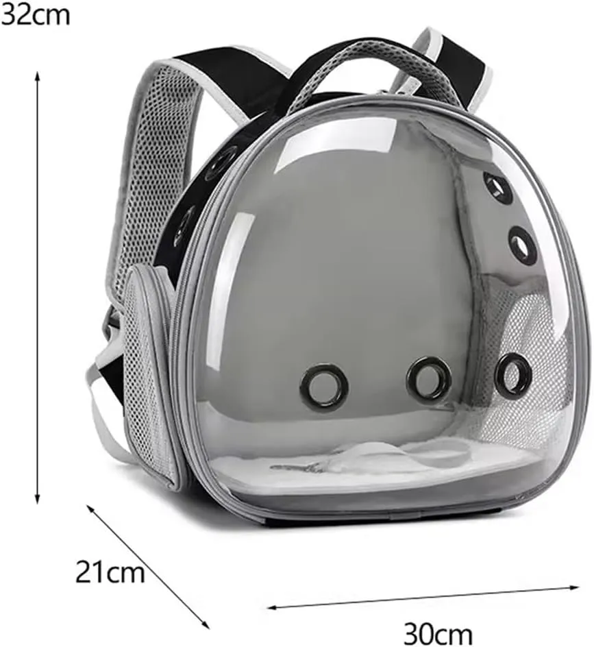 Flight Bird Cage Parrot Outing Bag Double Shoulder Transparent Bird Take-Out Backpack Dedicated Outdoor Bird Cage Breathable Birdcage(Black)