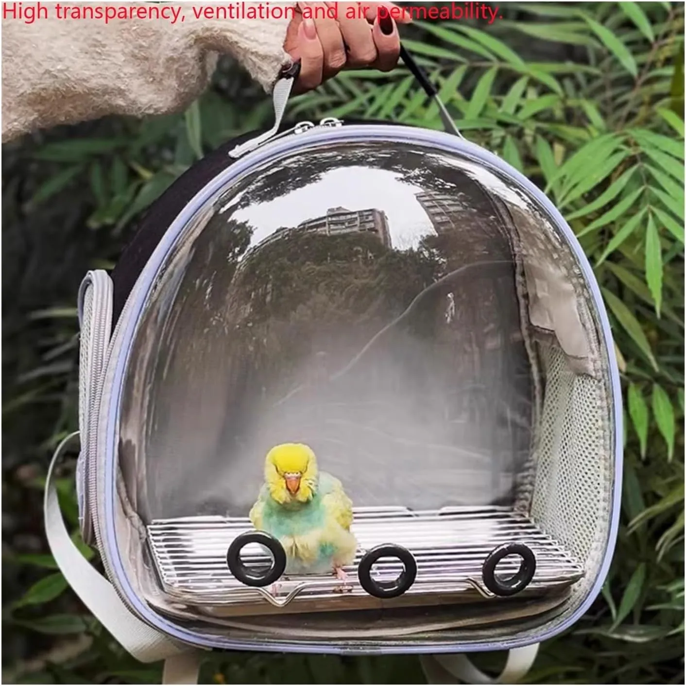 Flight Bird Cage Parrot Outing Double Shoulder Breathable Bird Bag Transparent Backpack Bird Cage Travel Bag Birdcage(Orange)