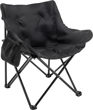 Folding Camping Chair, Portable Club Lawn Chairs High Back Padded Sturdy Steel Outdoor Lightweight Chair, for Camp Travel Picnic Hiking Fishing Beach Black Chair.