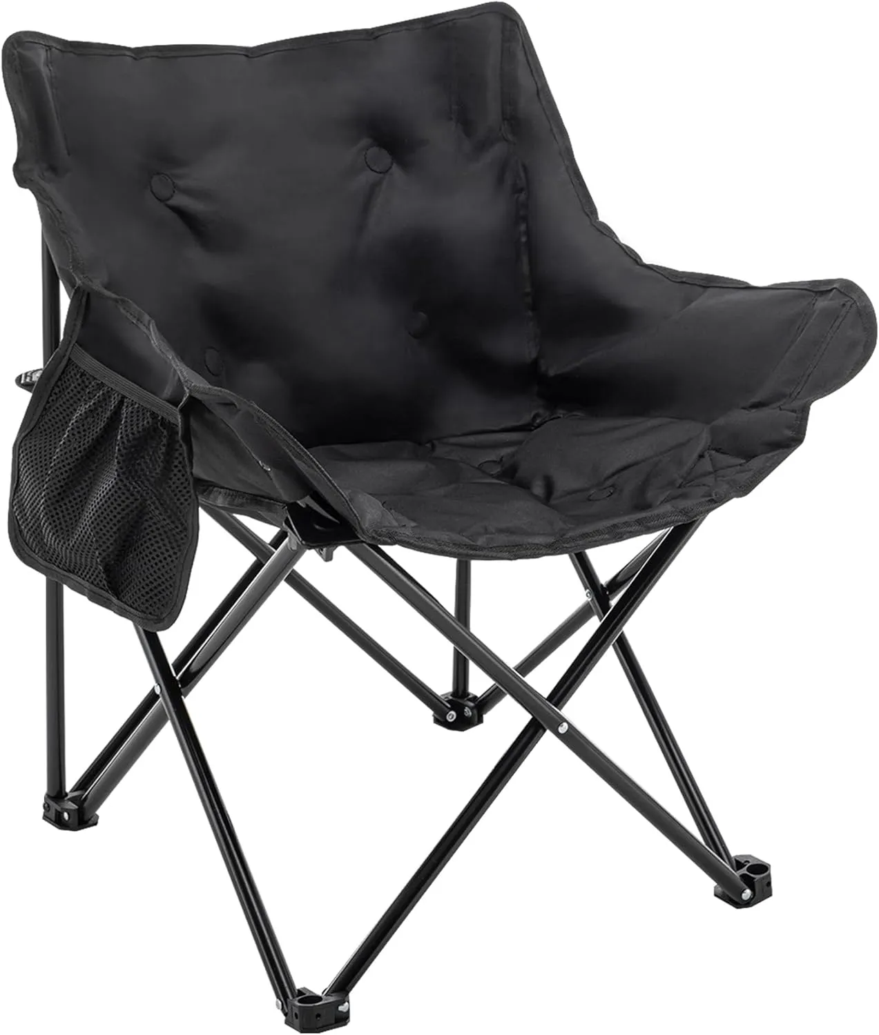 Folding Camping Chair, Portable Club Lawn Chairs High Back Padded Sturdy Steel Outdoor Lightweight Chair, for Camp Travel Picnic Hiking Fishing Beach Black Chair.