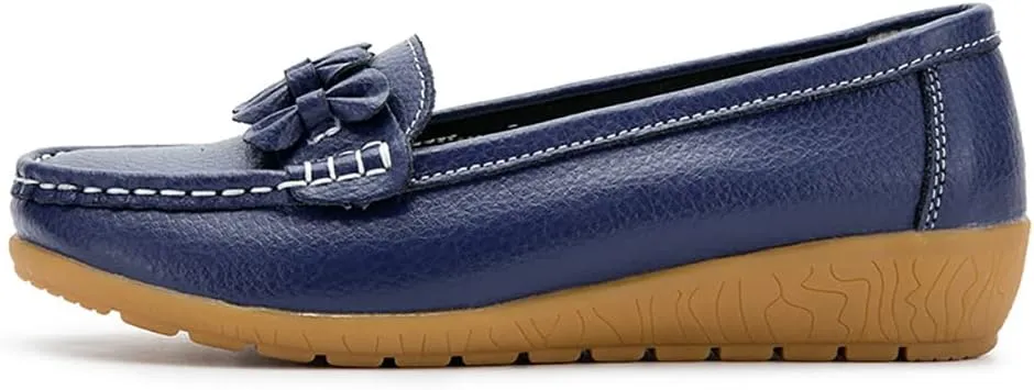 FolHaoth Womens Loafers Slip On Moccasin Shoes Casual Flat Breathable Round Toe Comfortable Walking Nurse Loafers Non Slip Fashion Driving Shoes for Women