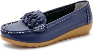 FolHaoth Womens Loafers Slip On Moccasin Shoes Casual Flat Breathable Round Toe Comfortable Walking Nurse Loafers Non Slip Fashion Driving Shoes for Women