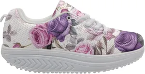 FOR U DESIGNS Breathable Women Swing Wedges Platform Shoes Floral Printed Lightweight Girls Sport Toning Sneakers