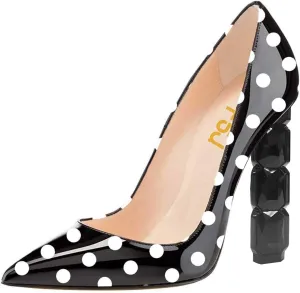 FSJ Women Jeweled High Heel Pointed Toe Pump Slip On Sparkling Crystal Bead Heel Sexy Ladies Bridal Evening Shoes Size 4-15 US