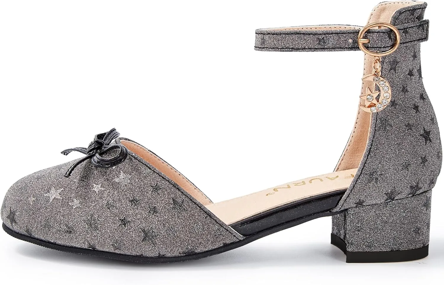 Girls Dress Shoes Closed Toe Heels Bowknot Ankle Strap Flower Pump Shoes Party Wedding School Sandals for Toddler Little Big Kid