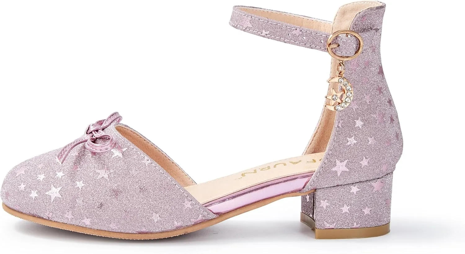 Girls Dress Shoes Closed Toe Heels Bowknot Ankle Strap Flower Pump Shoes Party Wedding School Sandals for Toddler Little Big Kid