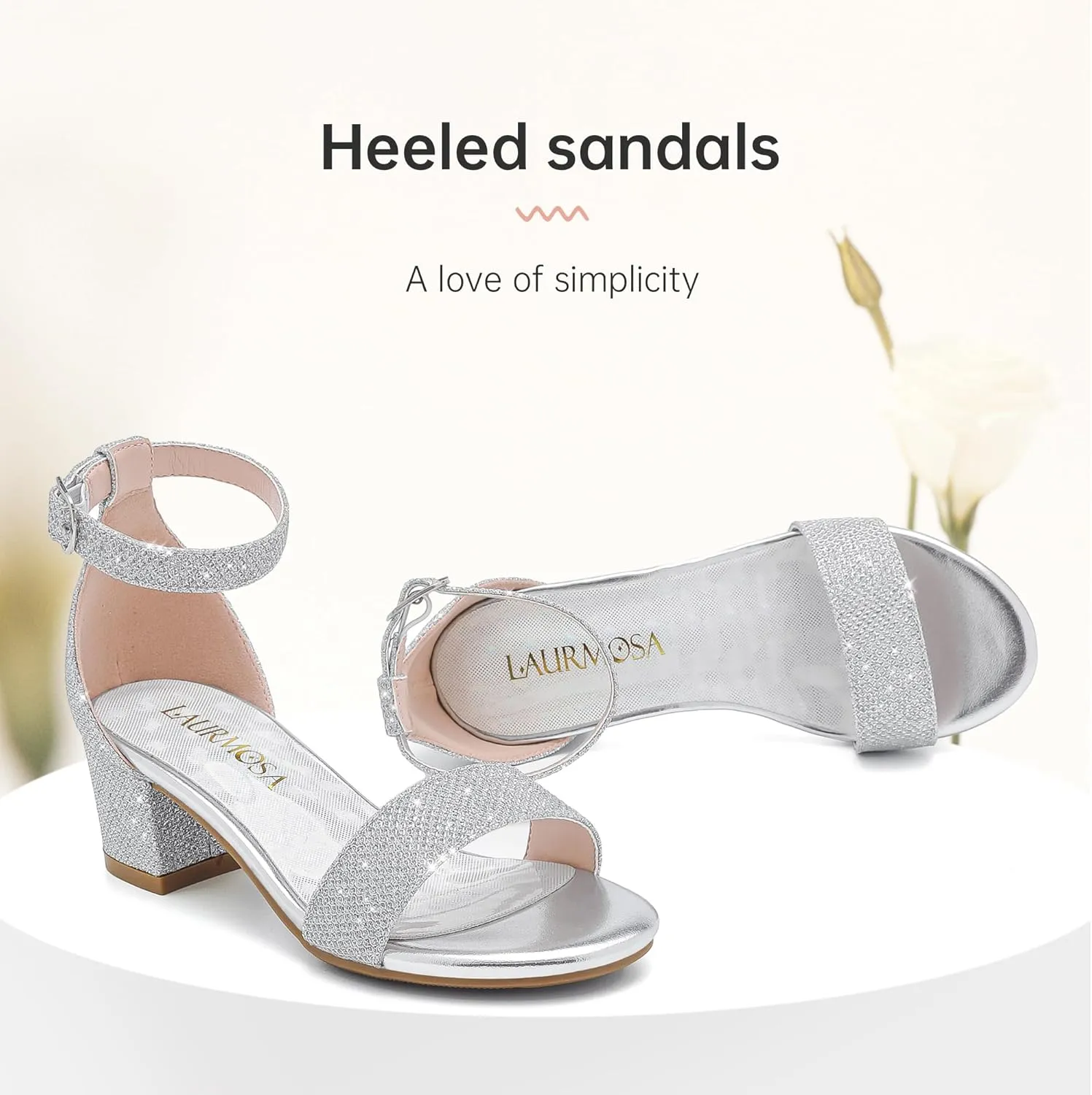 Girls High Heels Sandal for Girls Open Toe Ankle Buckle Strap Dress Shoes for Little Big Kids in Wedding Party Block Chunky Pump Sandals