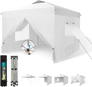 HERA'S PALACE 10x10ft Pop Up Canopy Tent Outdoor Gazebo Shelter with Removable Sidewalls and Mesh Windows, Privacy Easy Up, Waterproof, Easy Setup for Camping Party Event Four Seasons