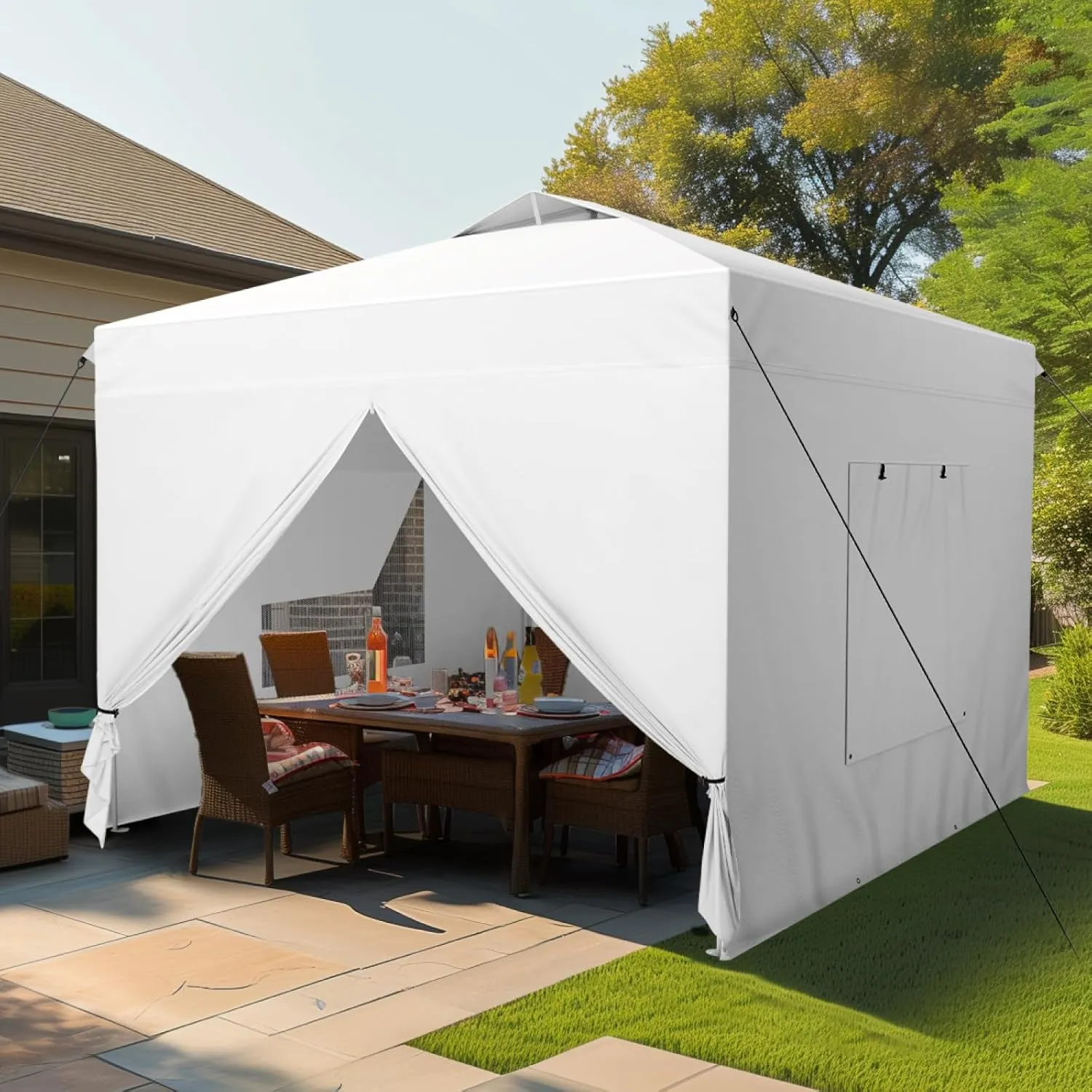 HERA'S PALACE 10x10ft Pop Up Canopy Tent Outdoor Gazebo Shelter with Removable Sidewalls and Mesh Windows, Privacy Easy Up, Waterproof, Easy Setup for Camping Party Event Four Seasons
