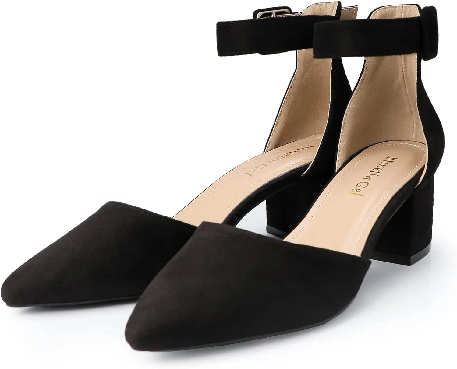 High Heels.Chunky Heel Pointed Closed Toe Pump Shoes,Party Wedding Fashion Shoes,Gifts for Women