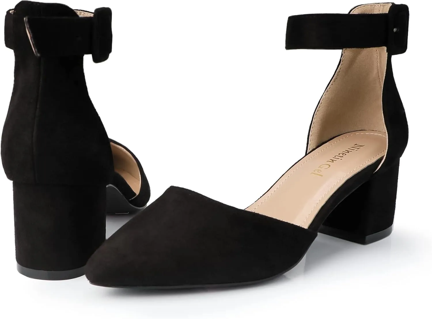 High Heels.Chunky Heel Pointed Closed Toe Pump Shoes,Party Wedding Fashion Shoes,Gifts for Women