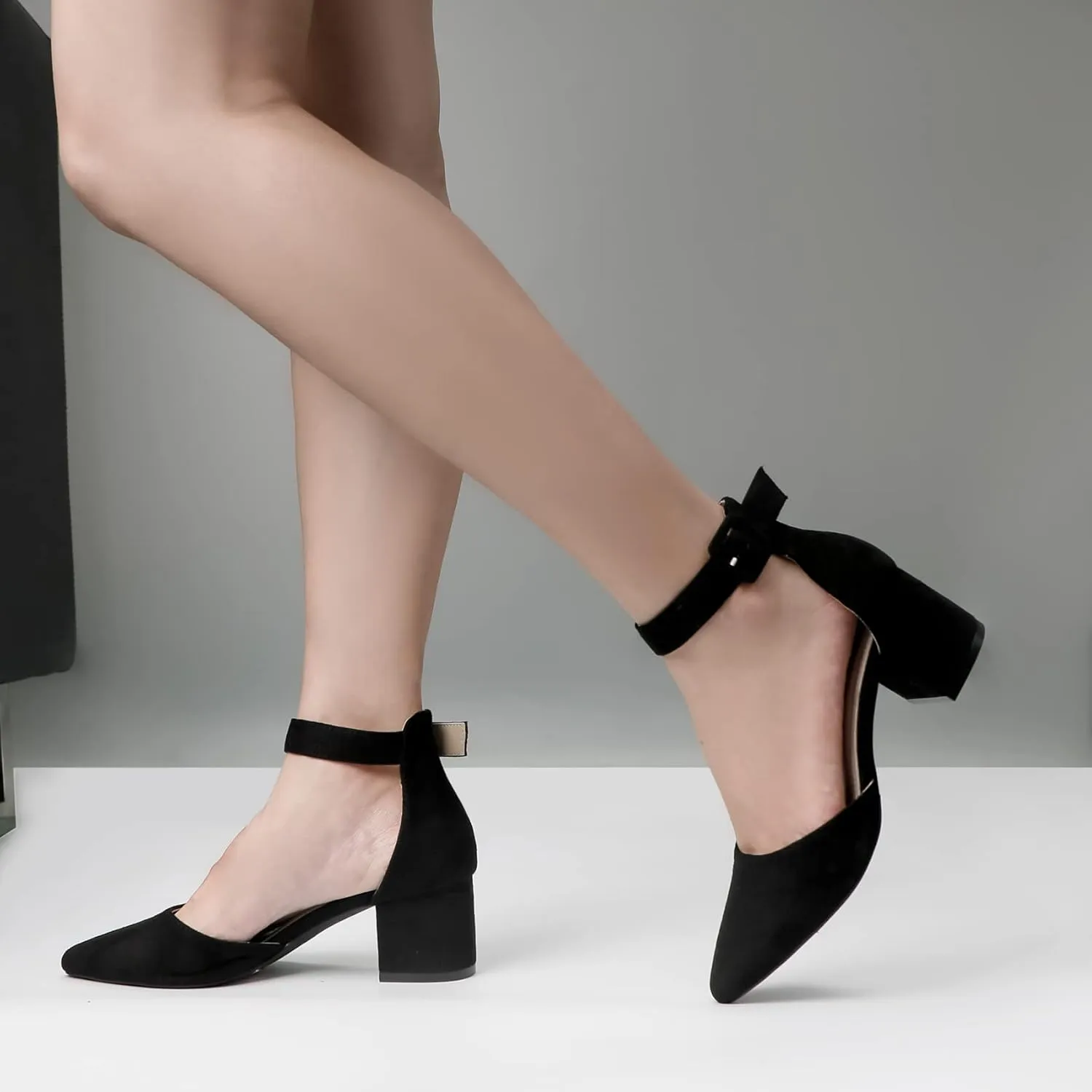 High Heels.Chunky Heel Pointed Closed Toe Pump Shoes,Party Wedding Fashion Shoes,Gifts for Women
