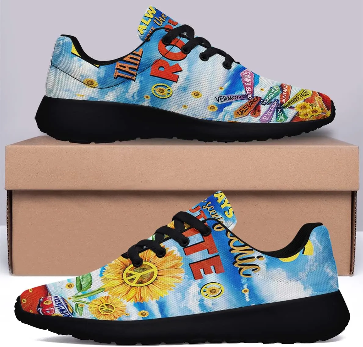 Hippie Fashion Sneakers Men Women Running Shoes Lightweight Breathable Casual Sports Walking Shoes