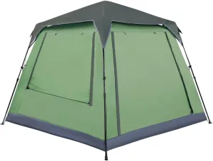 Holiday Tent Camping Tent for Adult Kids 4 Person Family Tent Waterproof, Garden Tent with Hall, Sun Shade, Sun Protection,10 Ground Pegs,6 Rope,2 Poles (Color : Green)