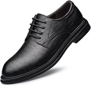 HOOENG Oxford Dress Shoes for Men Lace Up Round Toe Plaid Derby Shoes Vegan Leather Anti-Slip Non Slip Low Top Business