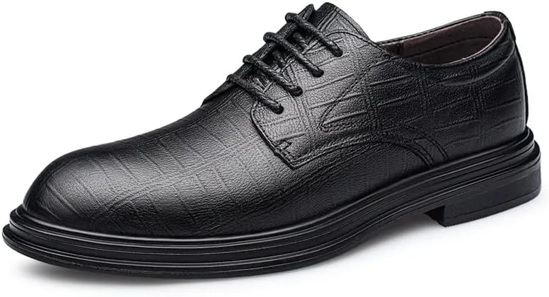 HOOENG Oxford Dress Shoes for Men Lace Up Round Toe Plaid Derby Shoes Vegan Leather Anti-Slip Non Slip Low Top Business