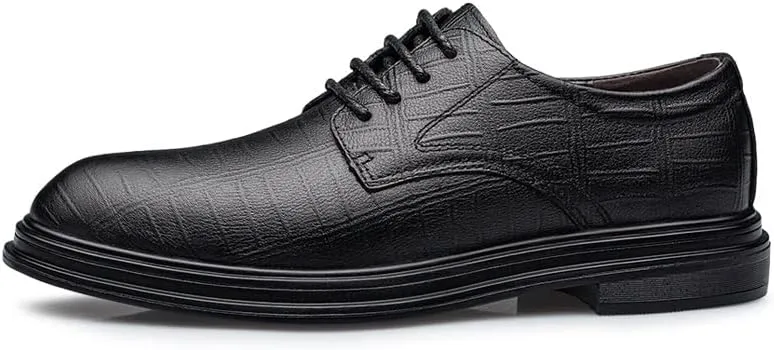 HOOENG Oxford Dress Shoes for Men Lace Up Round Toe Plaid Derby Shoes Vegan Leather Anti-Slip Non Slip Low Top Business