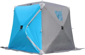 Ice Fishing Shelter, Pop-up Portable Ice Shanty Tent for 2-3 Person, Waterproof Ice Shelter w/Carrier Bag, Detachable Ventilated Windows & Zippered Door for Ice Fishing