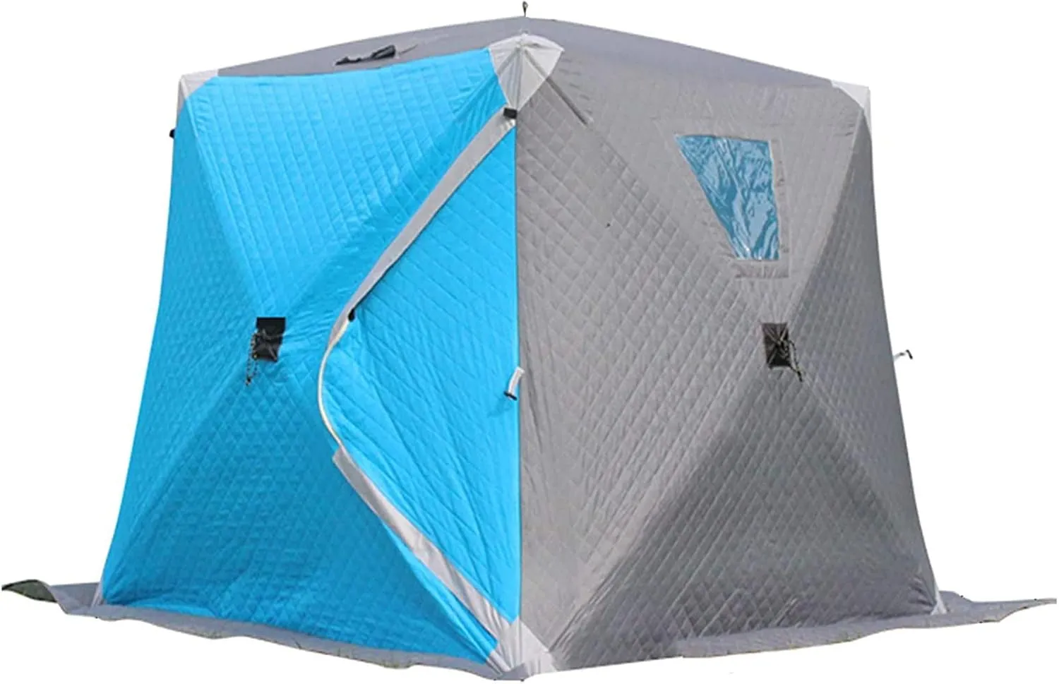 Ice Fishing Shelter, Pop-up Portable Ice Shanty Tent for 2-3 Person, Waterproof Ice Shelter w/Carrier Bag, Detachable Ventilated Windows & Zippered Door for Ice Fishing
